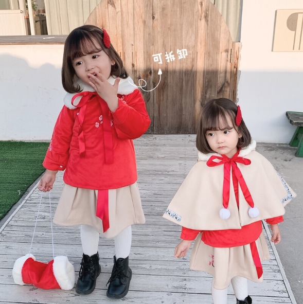 中國風梅花兒童漢服套裝 小女孩拜年服拜年裝